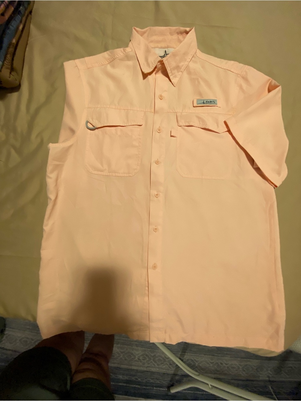 Men's Short-Sleeve Button-Down Shirt in Light Peach
